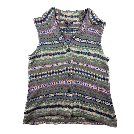 Chaps Ralph Lauren Fair-Isle Strickweste M grün lila