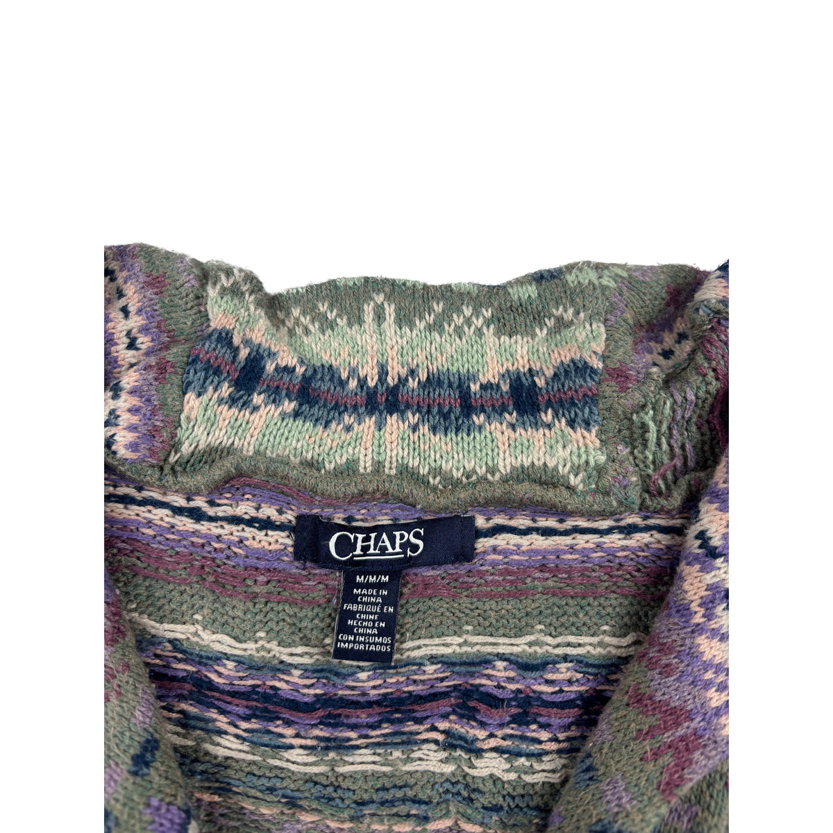 Chaps Ralph Lauren Fair-Isle Strickweste M grün lila