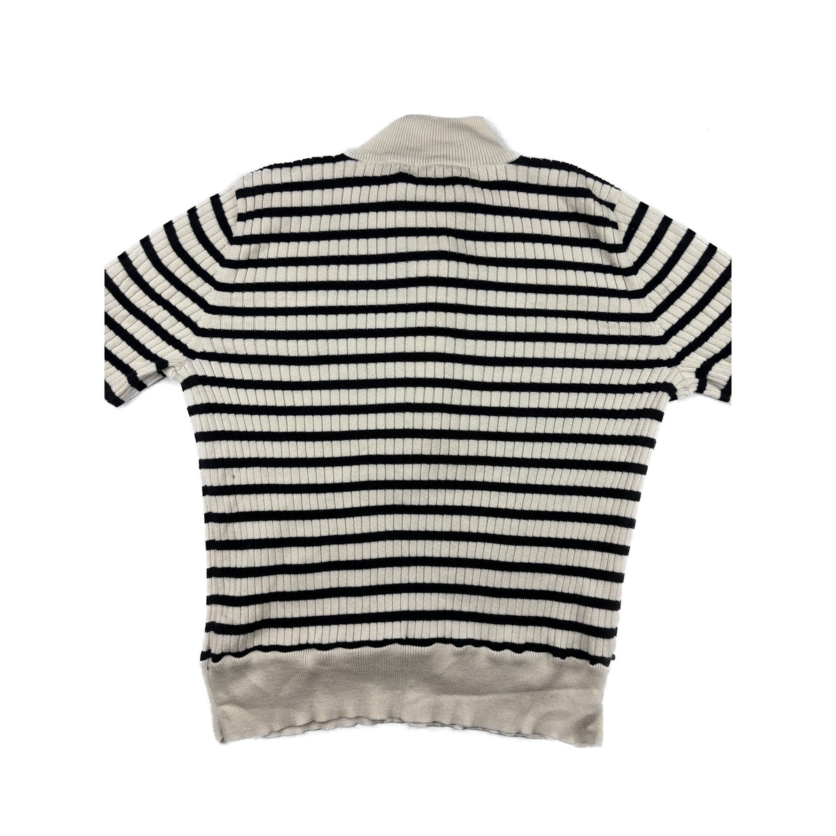 Ralph Lauren Gestreifter Rippstrick-Pullover L Creme-Schwarz