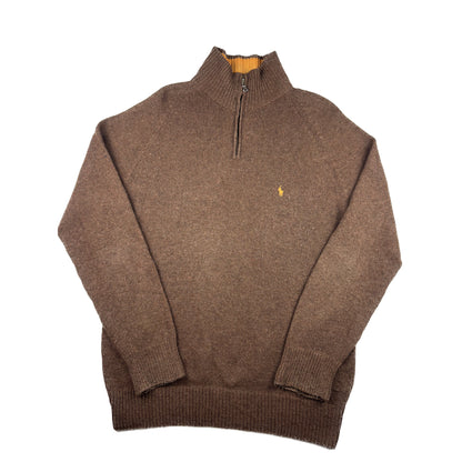 Polo Ralph Lauren Vintage Quarter-Zip Strickpullover XL braun