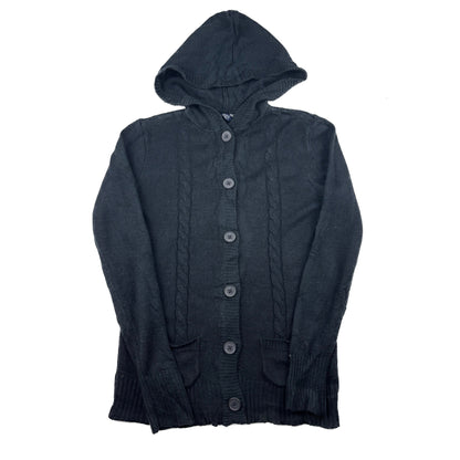 Chaps Ralph Lauren Vintage Zopfmuster Strickjacke M schwarz