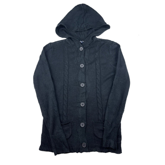 Chaps Ralph Lauren Vintage Zopfmuster Strickjacke M schwarz