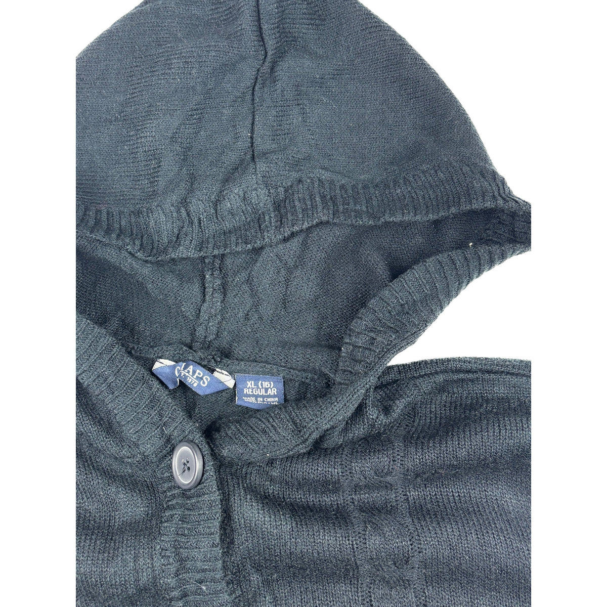 Chaps Ralph Lauren Vintage Zopfmuster Strickjacke M schwarz