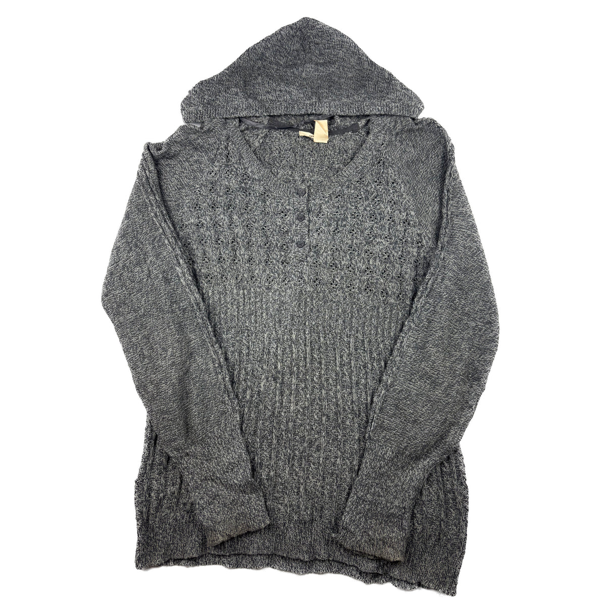 DKNY Jeans Vintage Strick Kapuzenpullover XL dunkelgrau