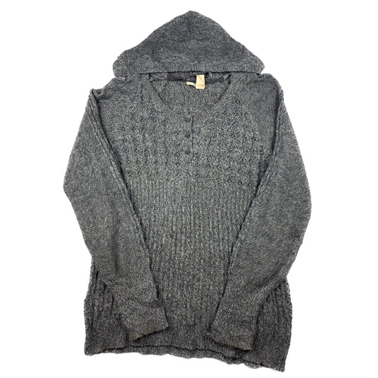DKNY Jeans Vintage Strick Kapuzenpullover XL dunkelgrau