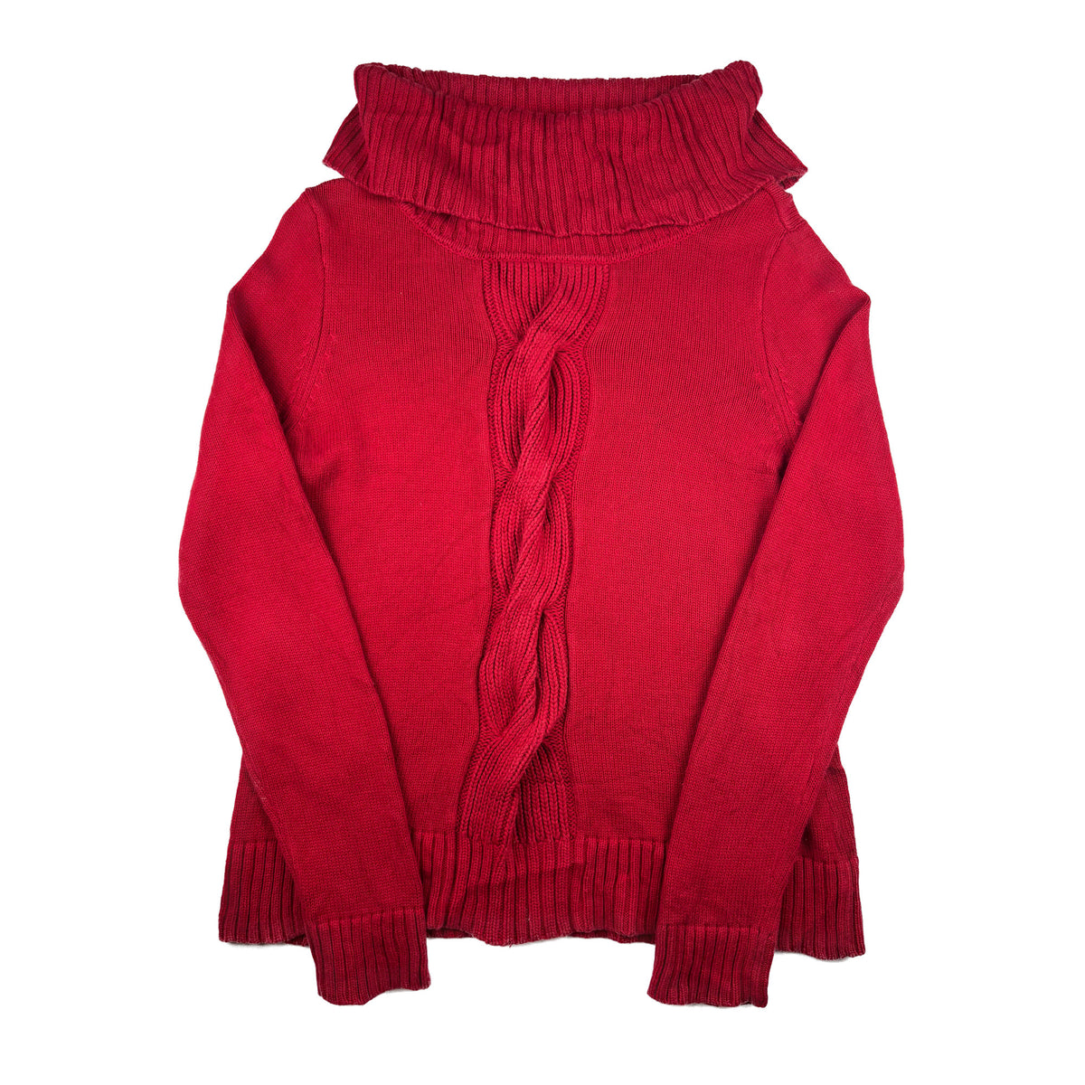 Chaps Vintage Zopfmuster Rollkragenpullover L rot