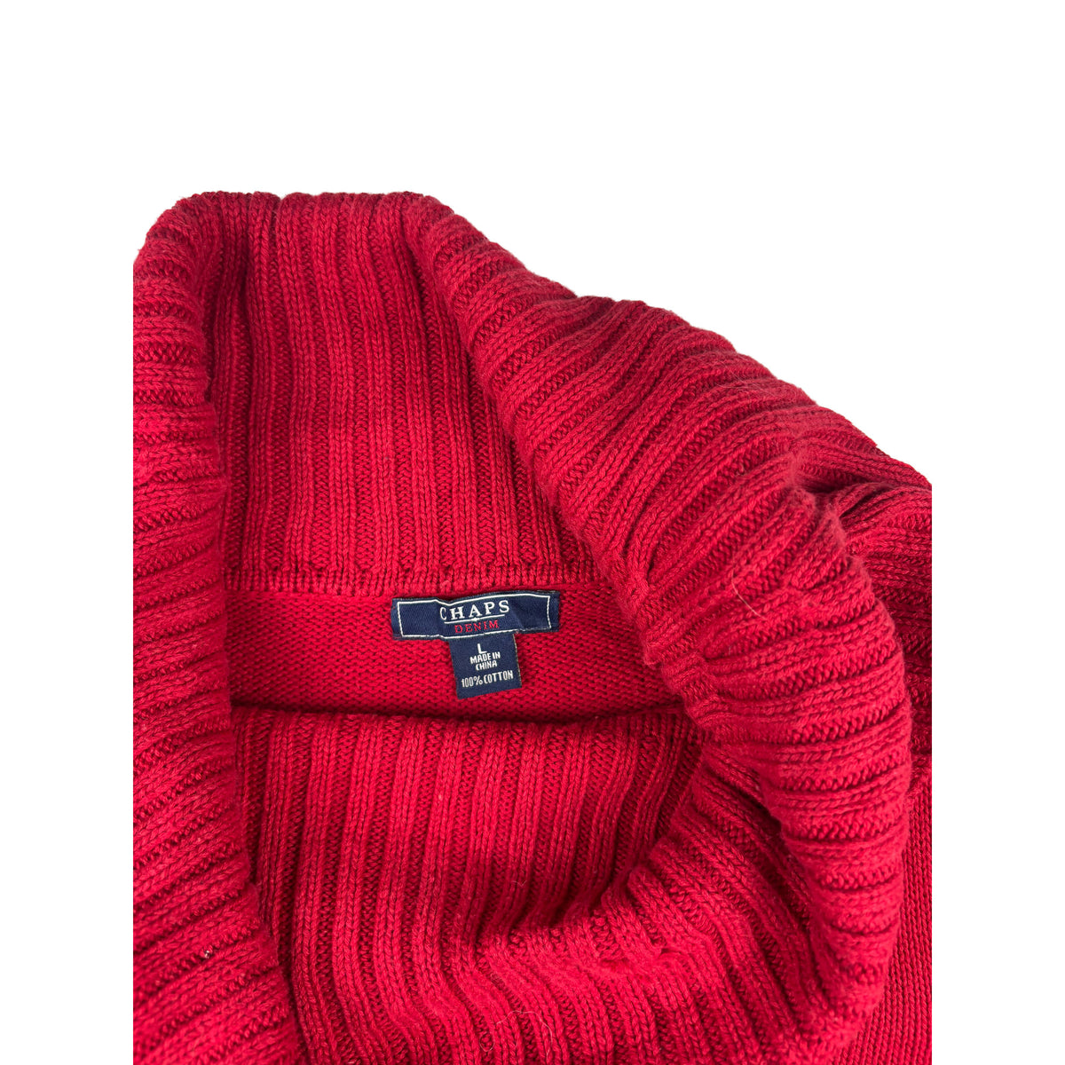 Chaps Vintage Zopfmuster Rollkragenpullover L rot
