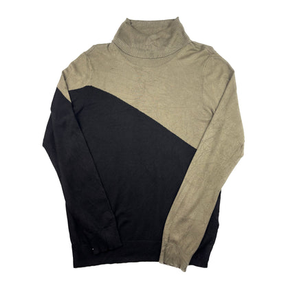 Calvin Klein Zweifarbiger Rollkragenpullover L schwarz grün