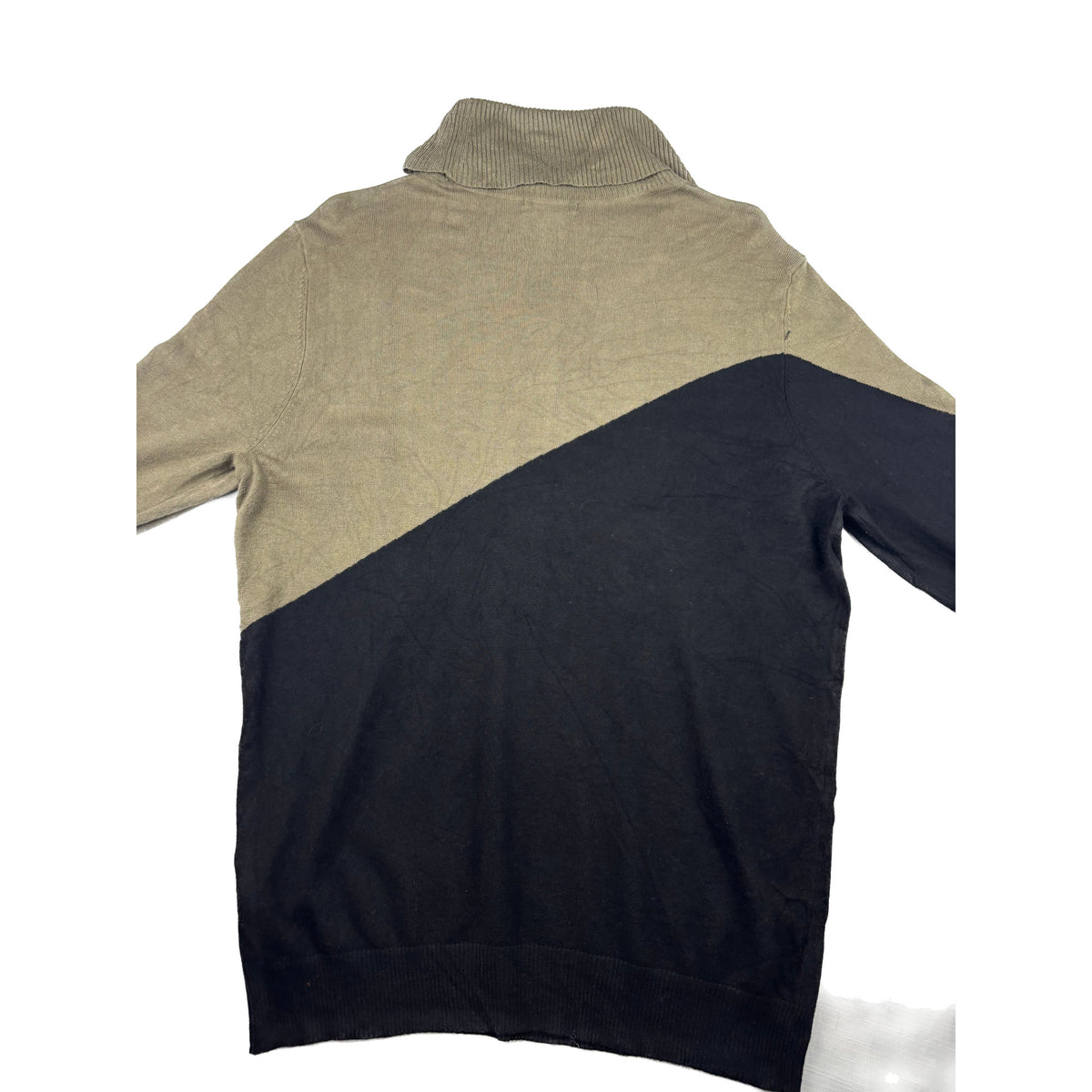 Calvin Klein Zweifarbiger Rollkragenpullover L schwarz grün