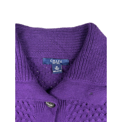 Chaps Vintage Kurzarm Strickjacke mit Kragen M Violett