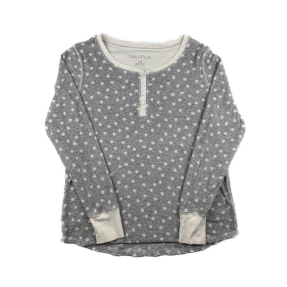 Nautica gepunktetes Thermal Henley Longsleeve S grau weiß
