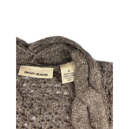 DKNY Jeans Vintage Lochstrick Cardigan Zopfmuster M braun