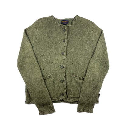 Woolrich Vintage Strickjacke meliert mit Taschen S Olivgrün