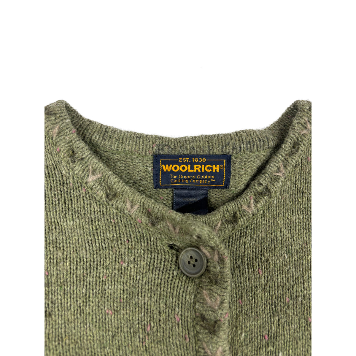 Woolrich Vintage Strickjacke meliert mit Taschen S Olivgrün