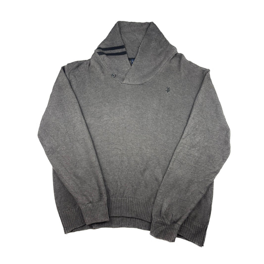 U.S. Polo Assn. Schalkragen Vintage Strickpullover XXL grau