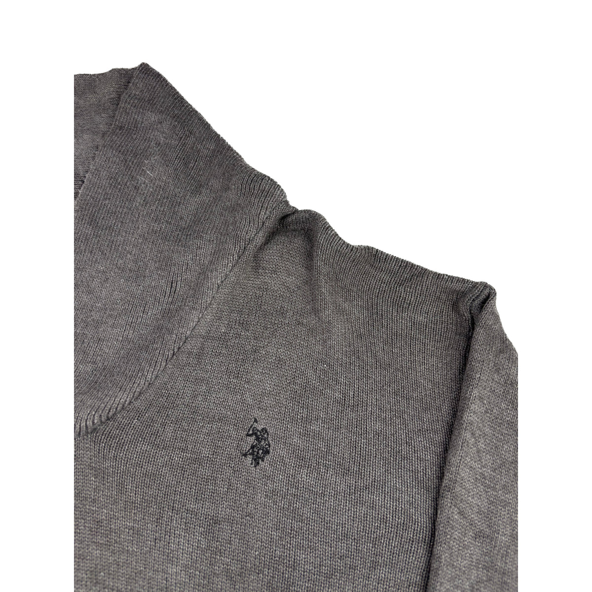 U.S. Polo Assn. Schalkragen Vintage Strickpullover XXL grau