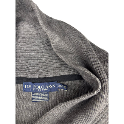 U.S. Polo Assn. Schalkragen Vintage Strickpullover XXL grau