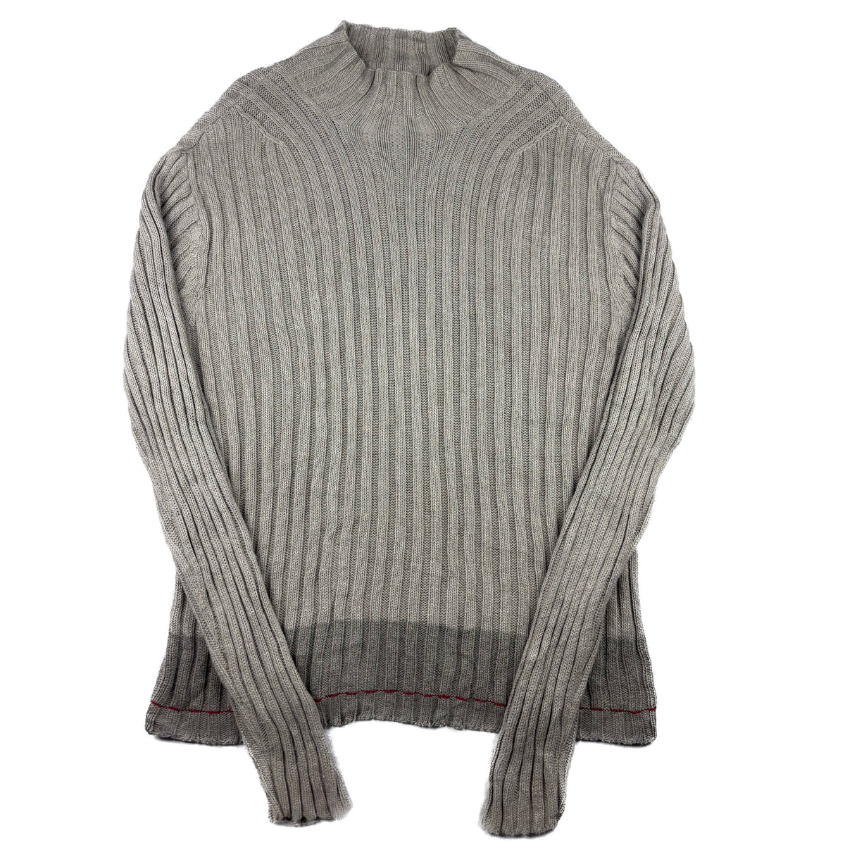 DKNY Vintage Rippstrick Stehkragenpullover L beige grau