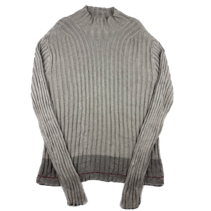 DKNY Vintage Rippstrick Stehkragenpullover L beige grau