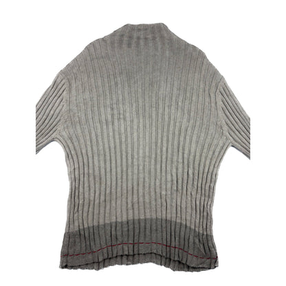 DKNY Vintage Rippstrick Stehkragenpullover L beige grau