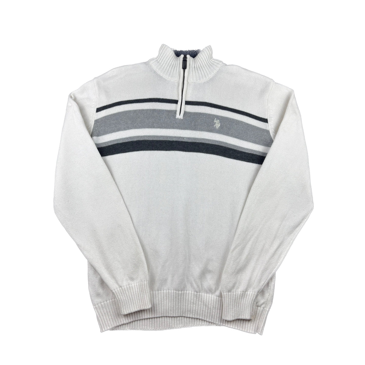 U.S. Polo Assn. Quarter-Zip Strickpullover L weiß