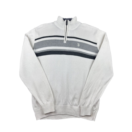 U.S. Polo Assn. Quarter-Zip Strickpullover L weiß