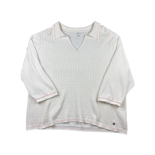 Tommy Hilfiger Vintage Zopfmuster Polopullover 3XL Creme