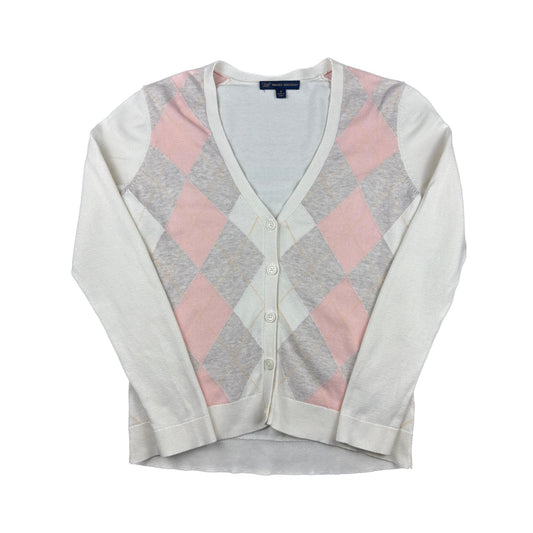 Brooks & Brothers Strickjacke / Cardigan Rautenmuster S creme rosa