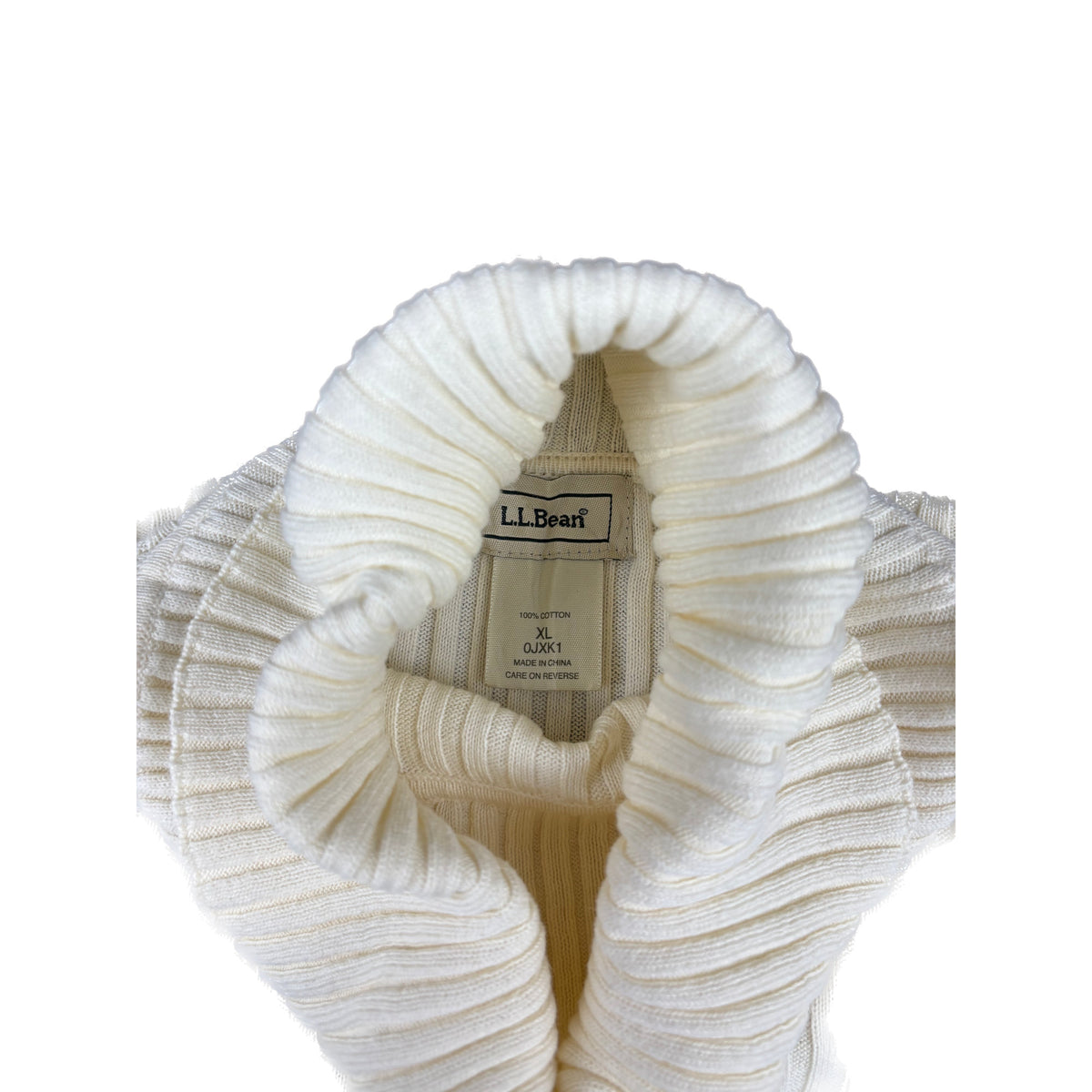 L.L. Bean Vintage Rollkragenpullover gerippt XL creme