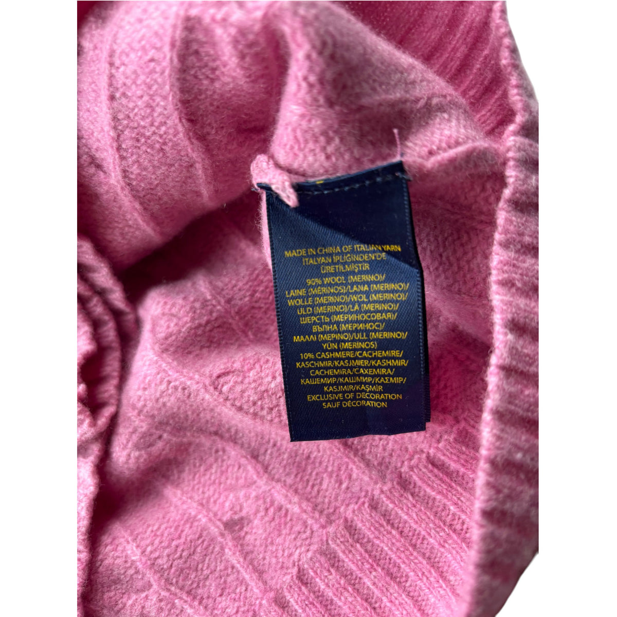 Polo Ralph Lauren Zopfstrickpullover Merinowolle Rosa M Cable Knit
