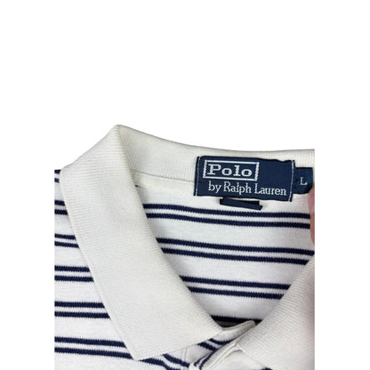 Polo Ralph Lauren Poloshirt weiß blau gestreift L Vintage Polo