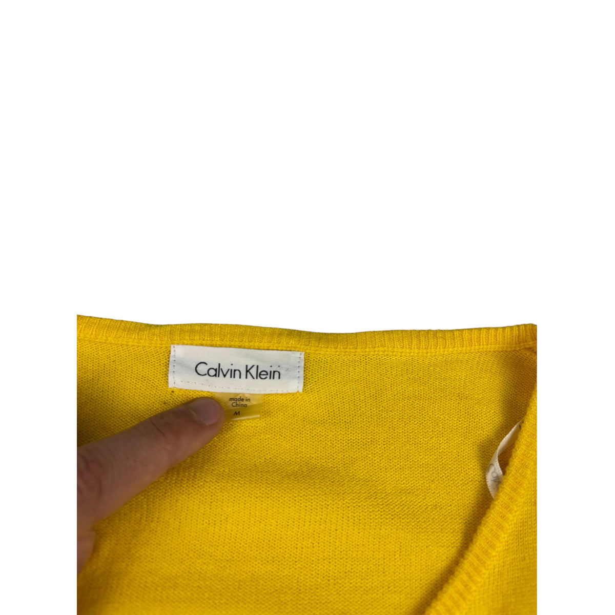 Vintage Calvin Klein Cardigan gelb goldene Schnallen-Knöpfe Feinstrick M