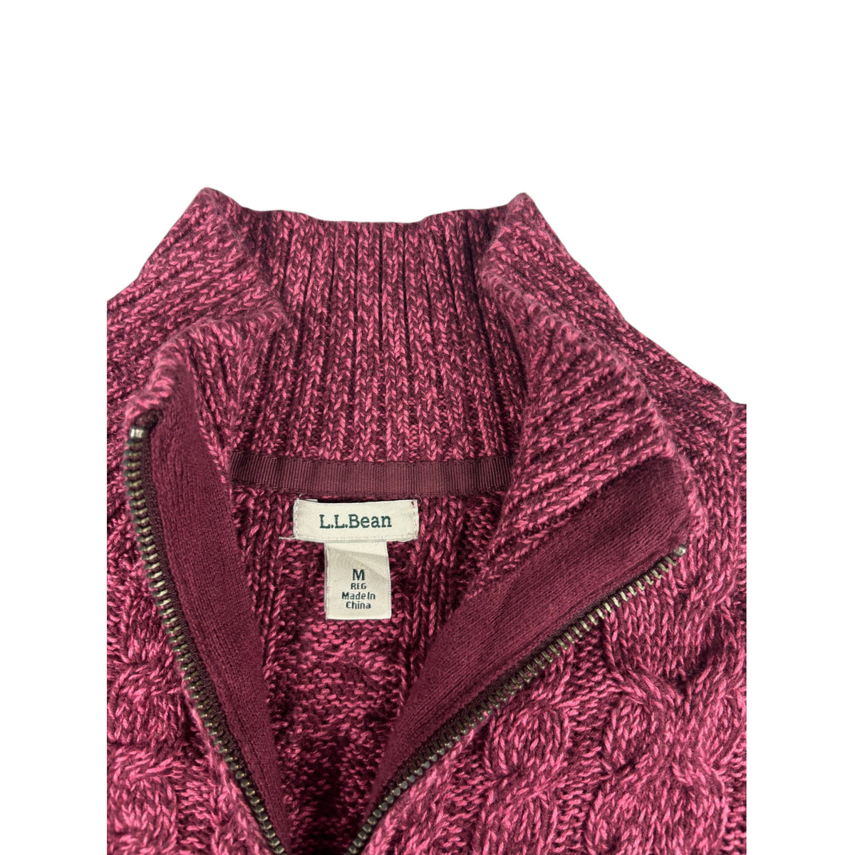 Vintage L.L. Bean Cable Knit Zip Jacke beere M