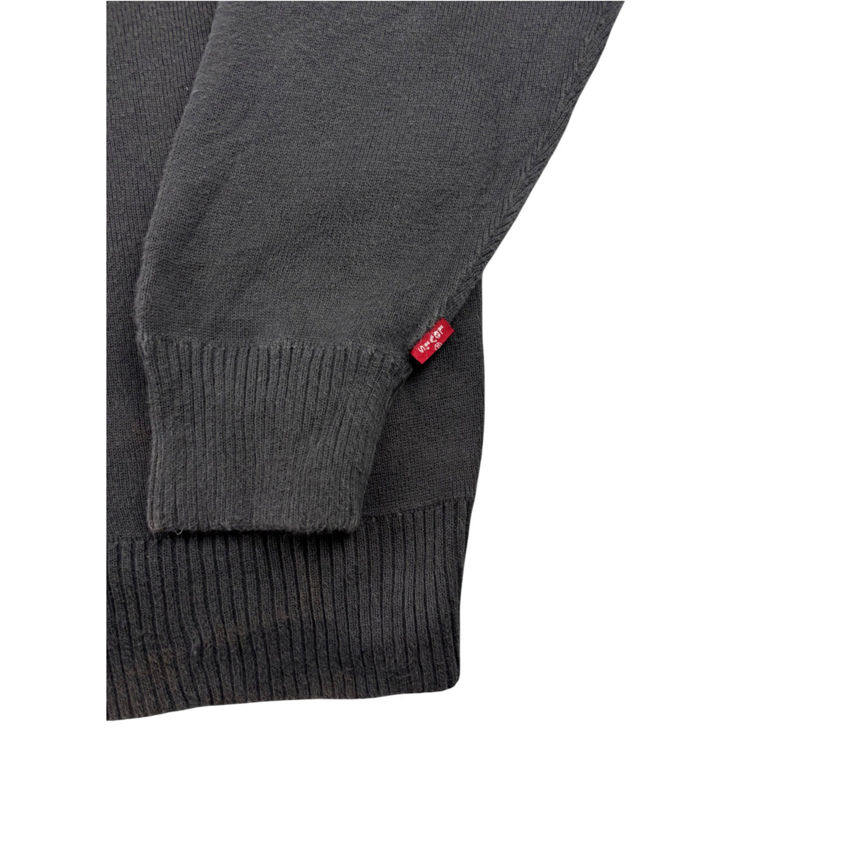 Vintage Levis V-Neck Strickpullover dunkelgrau rot L