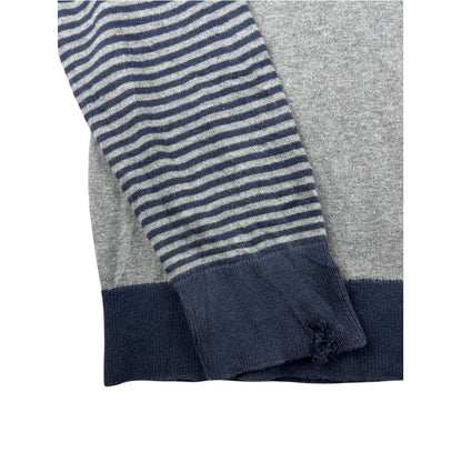 Vintage Nautica Strickpullover grau blau gestreift L