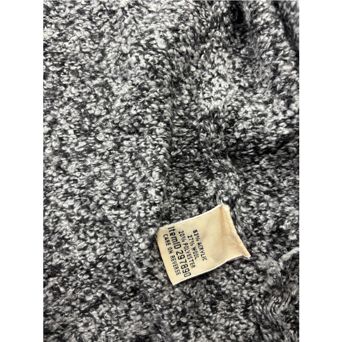L.L. Bean Vintage Grobstrick Cardigan L grau offen Strickjacke