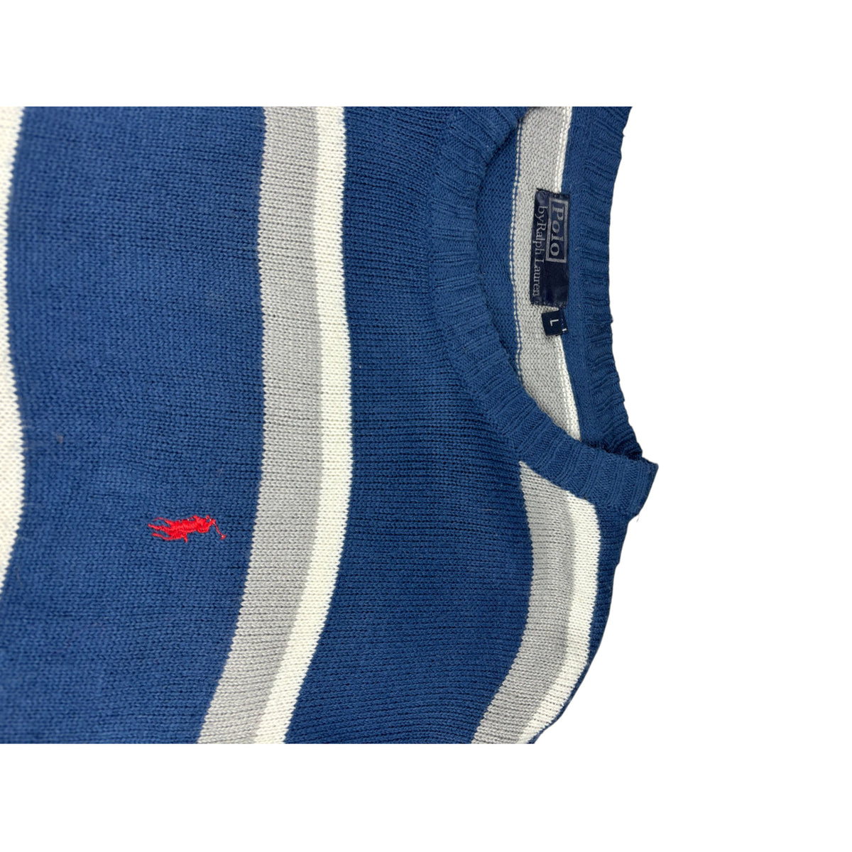 Polo Ralph Lauren Strickpullover L blau grau gestreift