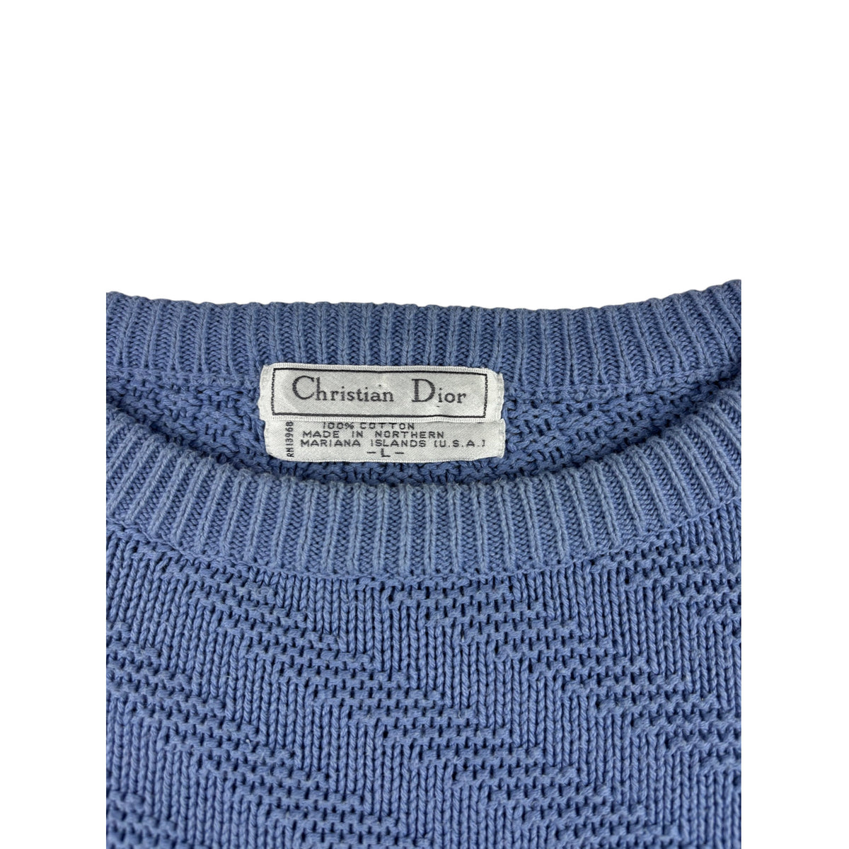 Christian Dior Vintage USA Struktur Strickpullover L Hellblau