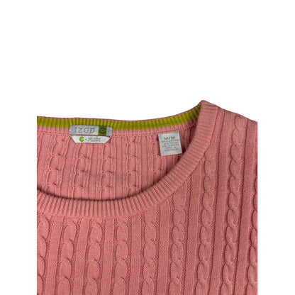 IZOD Vintage Zopfmuster Strickpullover M Rosa