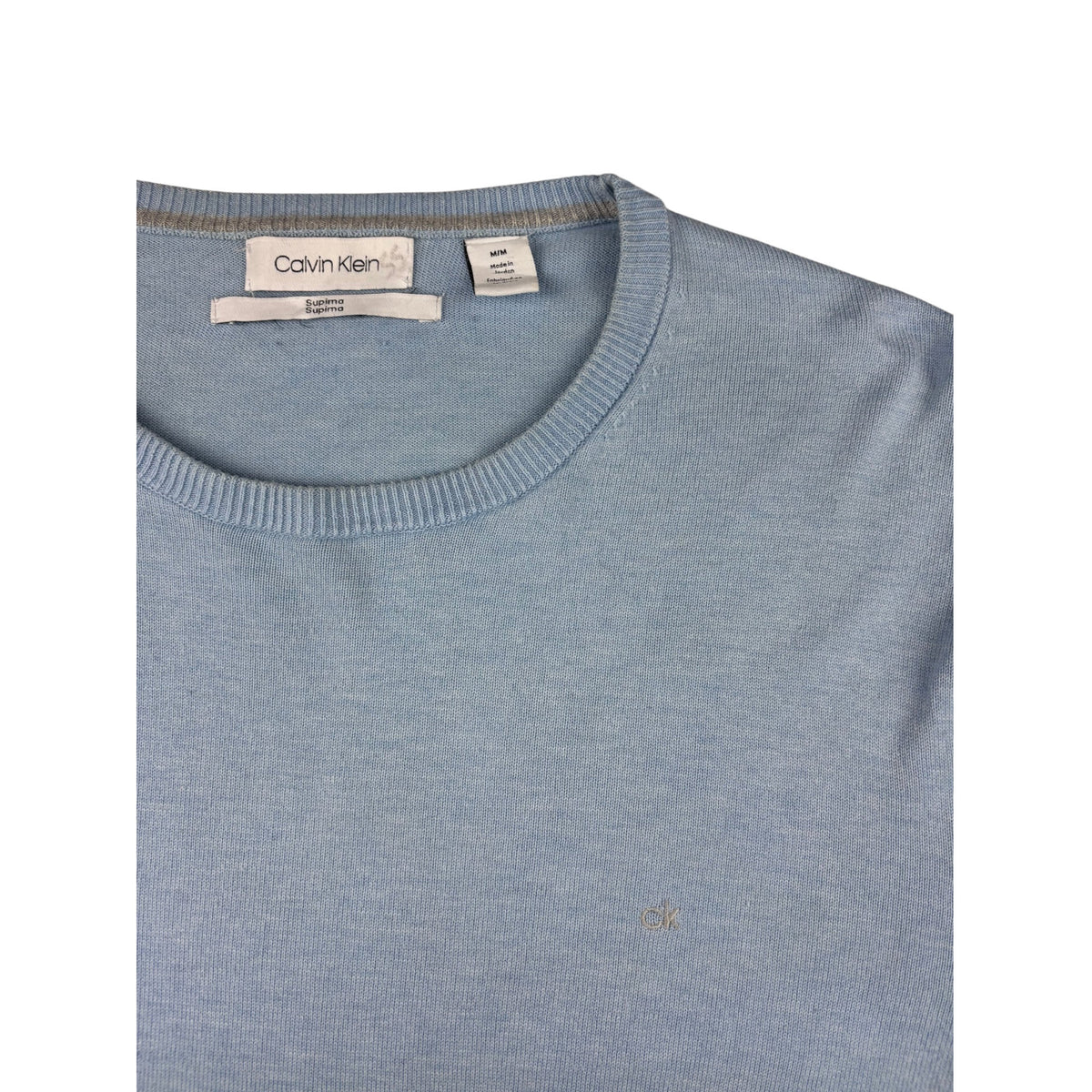 Calvin Klein Vintage Feinstrick Pullover M Hellblau