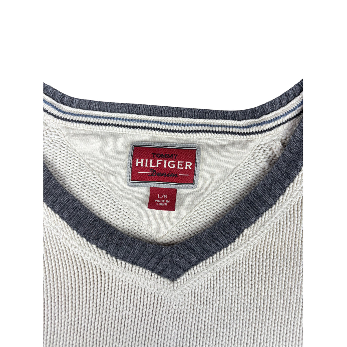 Tommy Hilfiger Vintage V-Neck Strickpullover L beige