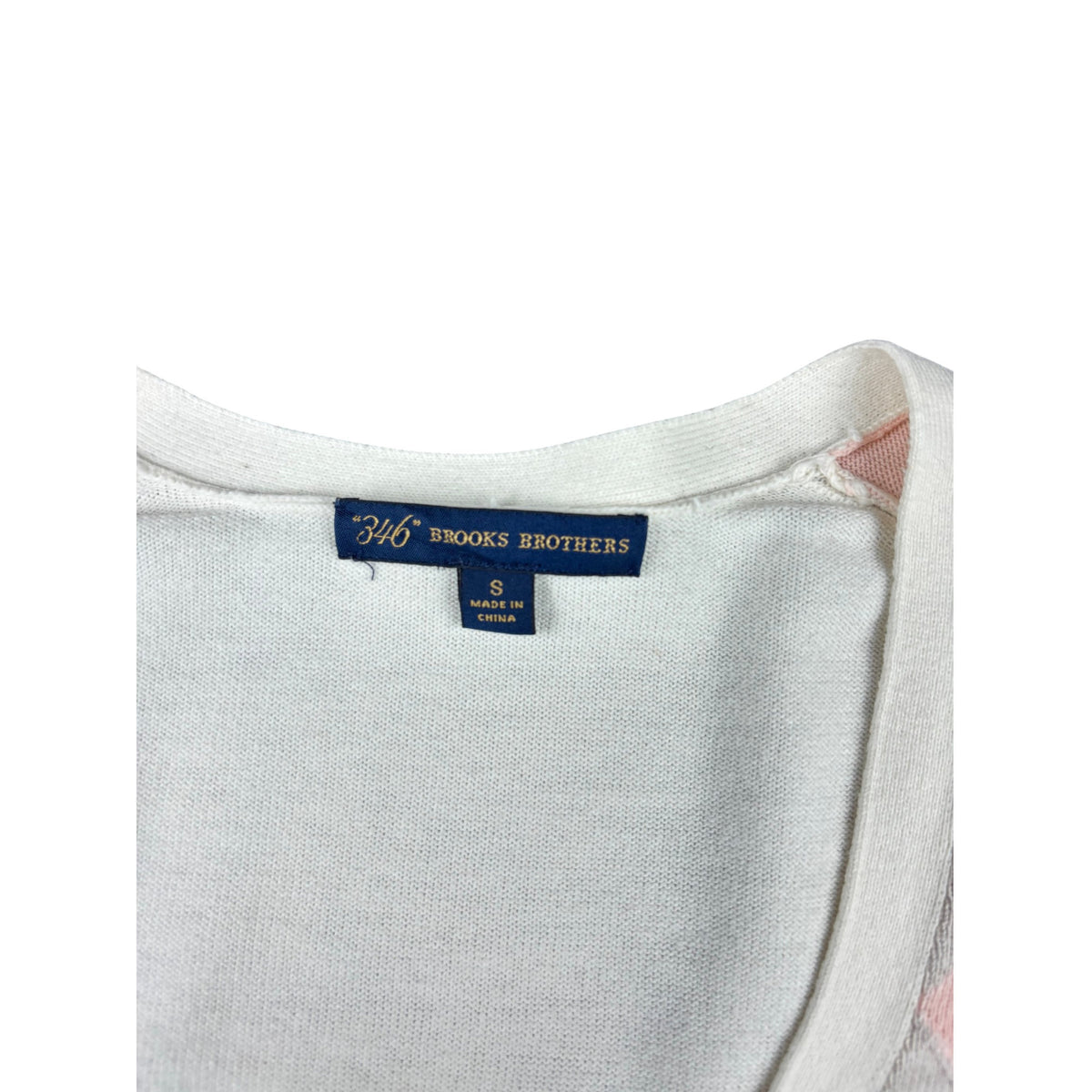 Brooks & Brothers Strickjacke / Cardigan Rautenmuster S creme rosa